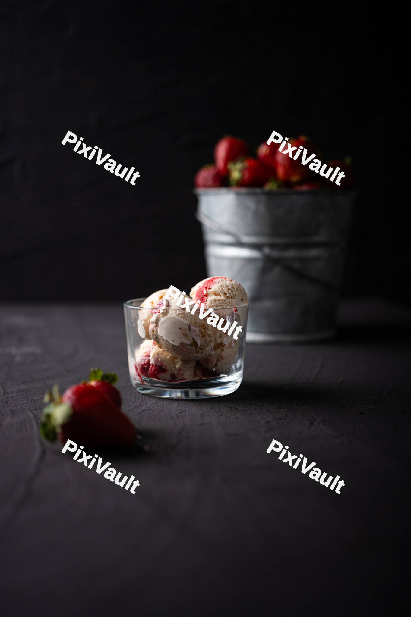 Strawberry ice cream scoops